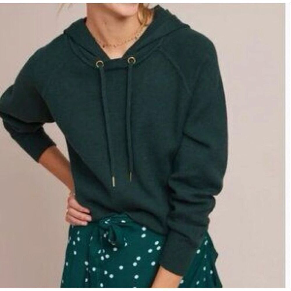 Anthropologie Moth Unwind Hooded Sweatshirt‎ Green Size XS